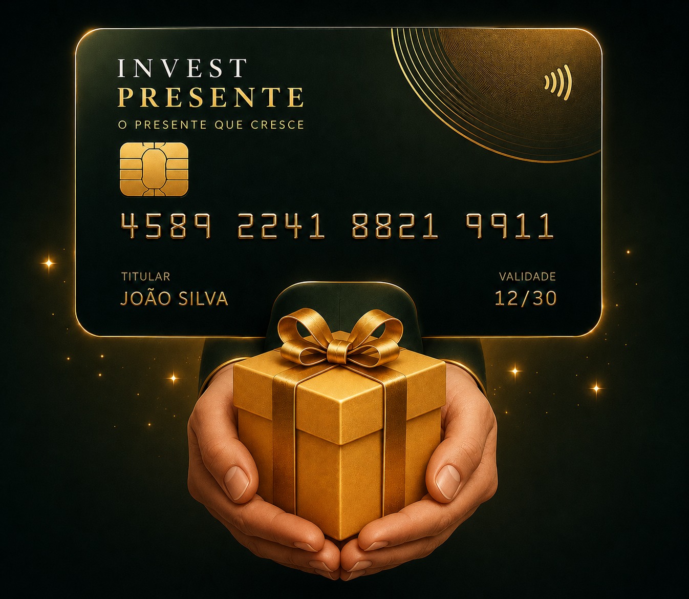 Cartão premium Invest Presente para presentear com investimento