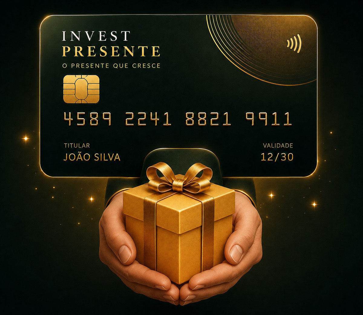 Cartão premium Invest Presente para presentear com investimento